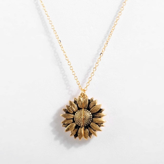 Sunflower Locket Necklace | You Are My Sunshine Inspirational Message Inside