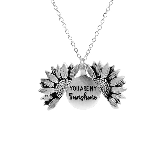 Sunflower Locket Necklace | You Are My Sunshine Inspirational Message Inside