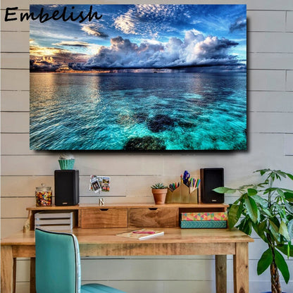Tranquil Ocean Sunset Canvas Wall Art | Vibrant Colors