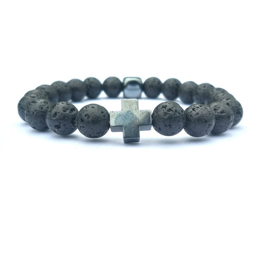 Tranquil Stone Bead Bracelet | Dual-Tone Elegance with Natural Lava Stones and Howlite