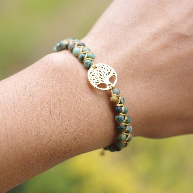 Tree of Life Beaded Bracelet | Handmade Elegance with Natural Stone
