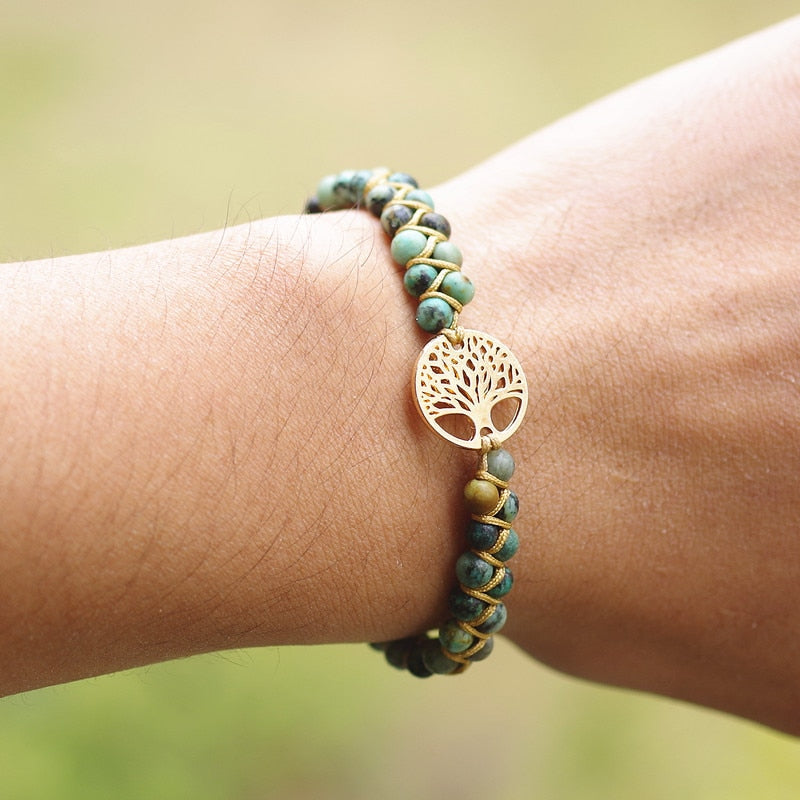 Tree of Life Beaded Bracelet | Handmade Elegance with Natural Stone