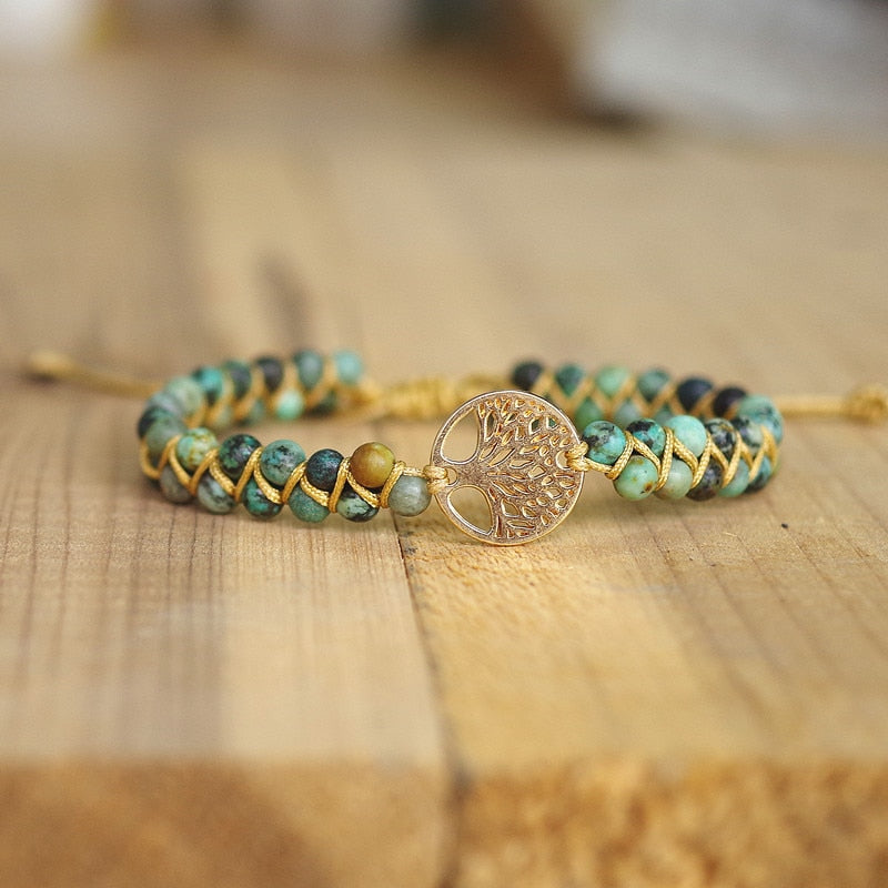 Tree of Life Beaded Bracelet | Handmade Elegance with Natural Stone