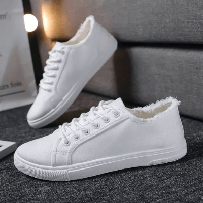 Trendy Canvas Sneakers | Frayed Edge Design Casual Canvas Sneakers