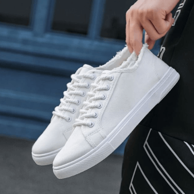 Trendy Canvas Sneakers | Frayed Edge Design Casual Canvas Sneakers