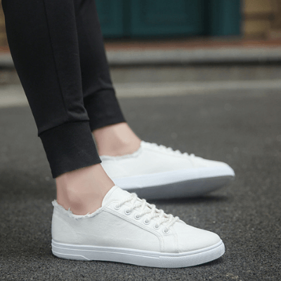 Trendy Canvas Sneakers | Frayed Edge Design Casual Canvas Sneakers