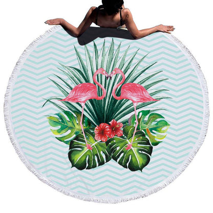 Tropical Beach Towel | Vibrant Round Beach Towel with Unique Tropical Patterns