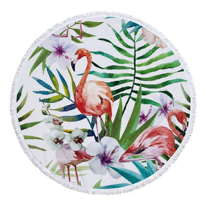 Tropical Beach Towel | Vibrant Round Beach Towel with Unique Tropical Patterns