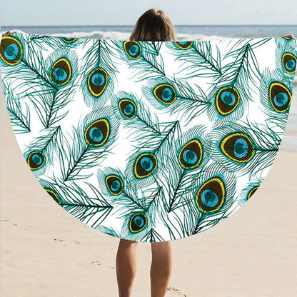 Tropical Beach Towel | Vibrant Round Beach Towel with Unique Tropical Patterns