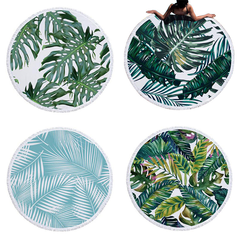 Tropical Beach Towel | Vibrant Round Beach Towel with Unique Tropical Patterns