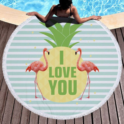 Tropical Beach Towel | Vibrant Round Beach Towel with Unique Tropical Patterns