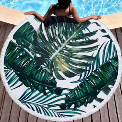 Tropical Beach Towel | Vibrant Round Beach Towel with Unique Tropical Patterns