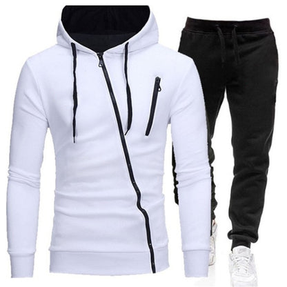 Urban Style Hoodie & Joggers Set | Stylish Contrast Zip
