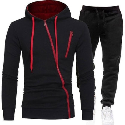 Urban Style Hoodie & Joggers Set | Stylish Contrast Zip