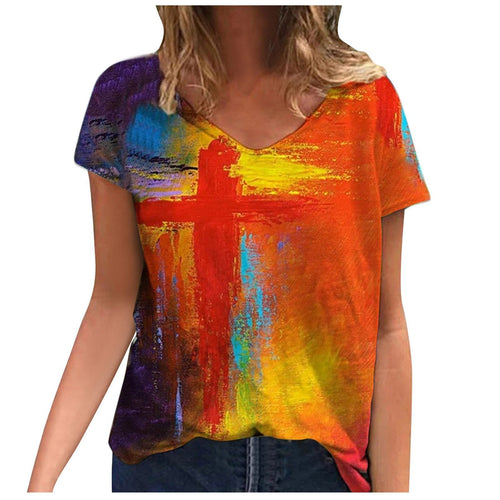 Vibrant Art Cross Blouse | Unique Fashion and Colorful Print Design