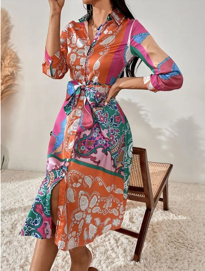 Vibrant Paisley Midi Dress | Timeless Elegance