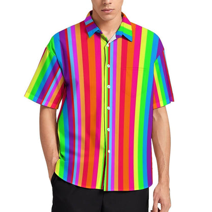 Vibrant Rainbow Striped Shirt | Bold & Colorful Statement Shirt