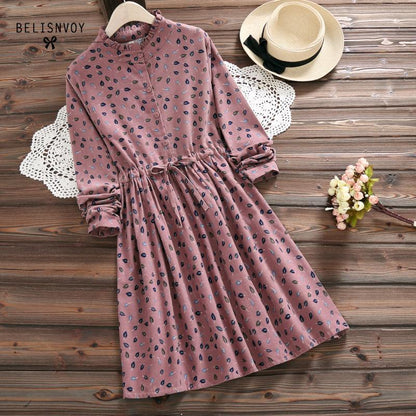 Vintage Patterned Dress | Timeless Button-Down Elegance