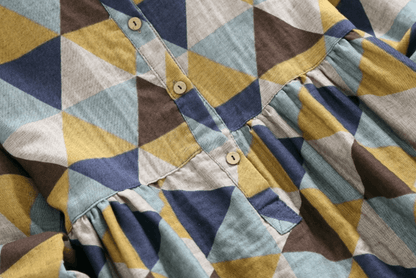 Vintage Patterned Dress | Timeless Button-Down Elegance