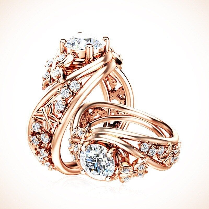 Vintage Rose Gold Bridal Set | Floral Elegance Bridal Set