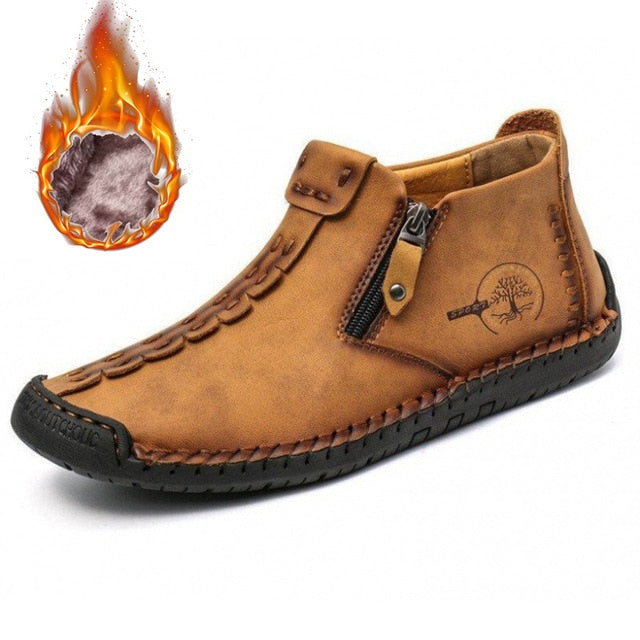 Warm Leather Ankle Boots | Fur Lined Comfort for Women