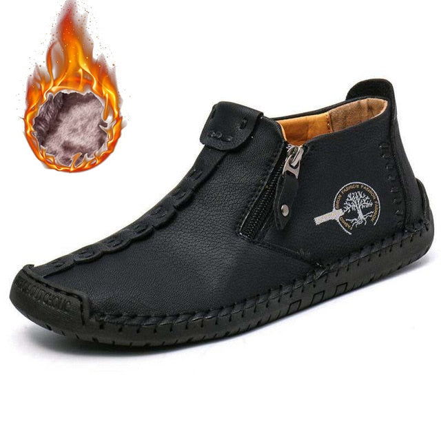 Warm Leather Ankle Boots | Fur Lined Comfort for Women