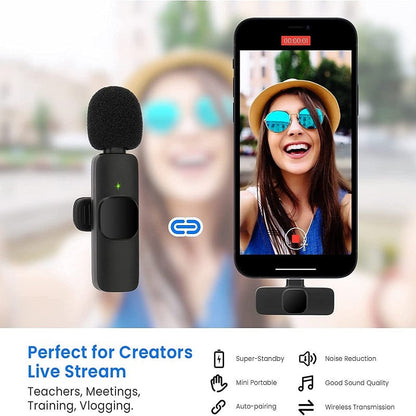 Wireless Clip-On Microphone | Noise Reduction & Easy Pairing | Superior Audio Quality