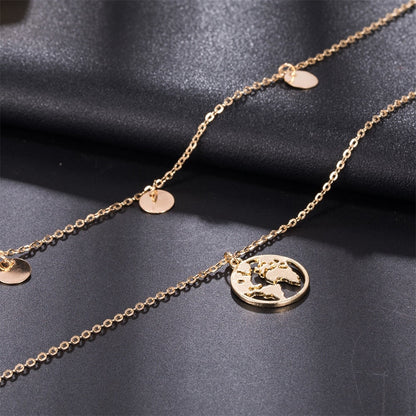 World Map Layered Necklace | Elegant Travel-Inspired Design