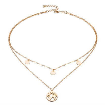 World Map Layered Necklace | Elegant Travel-Inspired Design