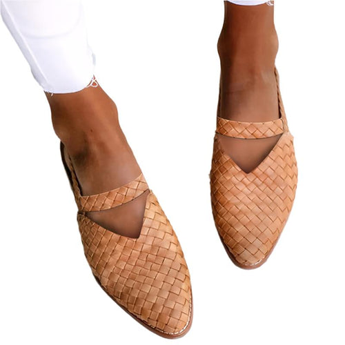 Woven Leather Slip-Ons | Elegant Casual Style Shoes